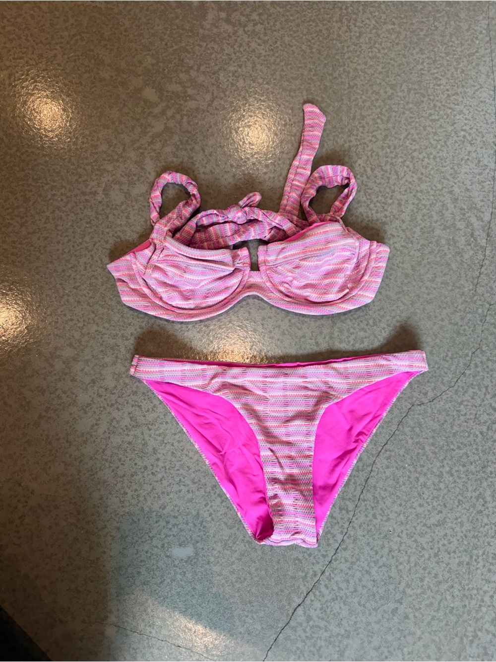 l*space Pink Striped Two-Piece Bikini
